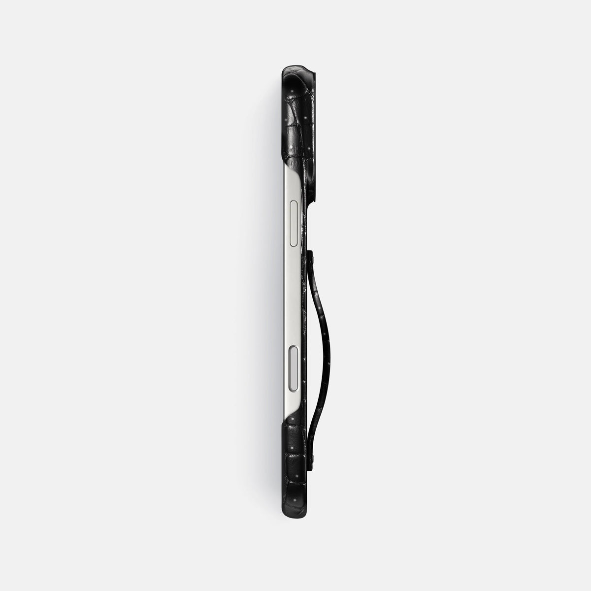 Finger Case For iPhone 18 Pro Max In Porosus Crocodile -3 | Shiny-Black-Black
