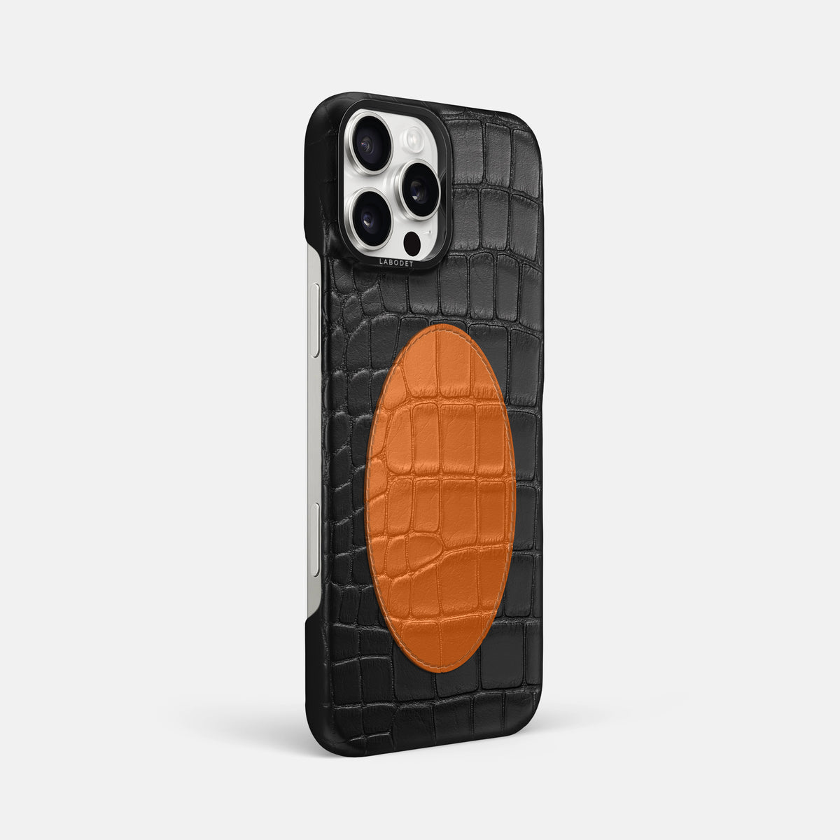 Classic Case With Oval For iPhone 16 Pro Max In Alligator -2 | Black-Black