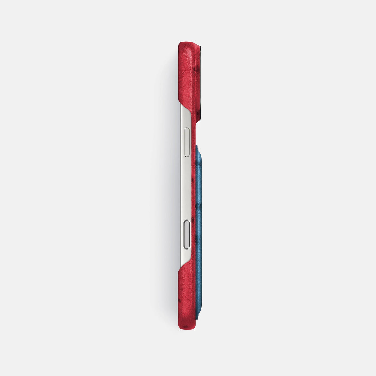 Double Card Case Coloré For iPhone 18 Pro Max In Ostrich -3 | Red-Black