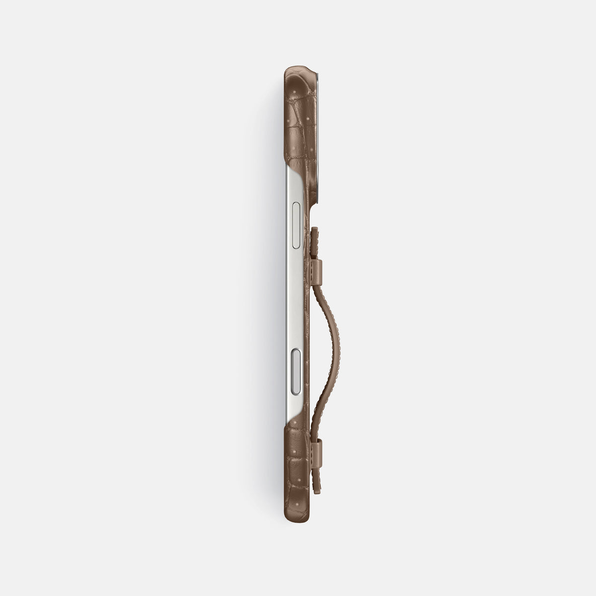 Handle Case For iPhone 17 Pro Max In Porosus Crocodile -3 | Fur-Brown-Steel