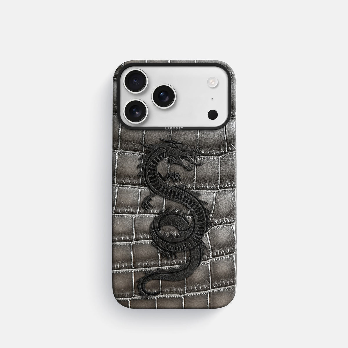 Classic Case With Carbon Dragon For iPhone 18 Pro In Patina Alligator -1 | Grey-Black