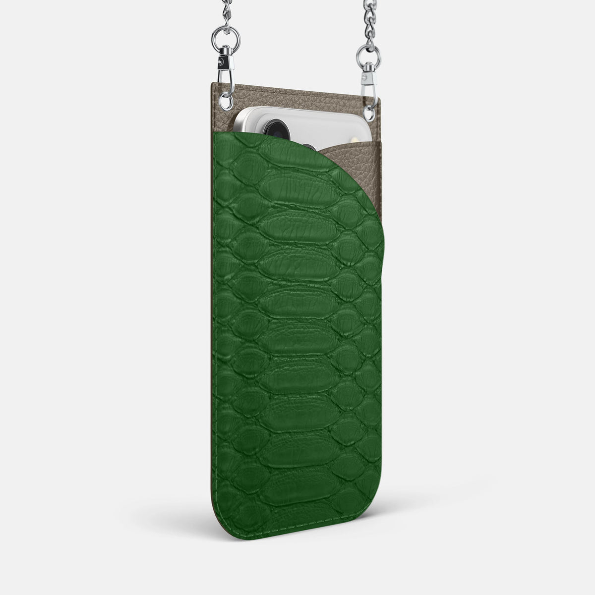 Crossbody Bag For iPhone 18 Pro Max In Python -2 | Green-Steel