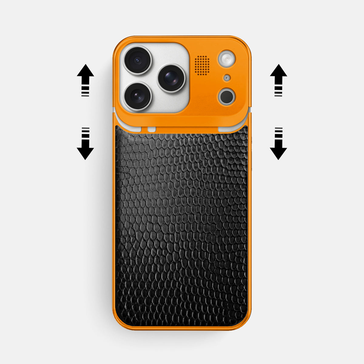 Metal Case For iPhone 17 Pro Max In Lizard -2 | Black-Orange