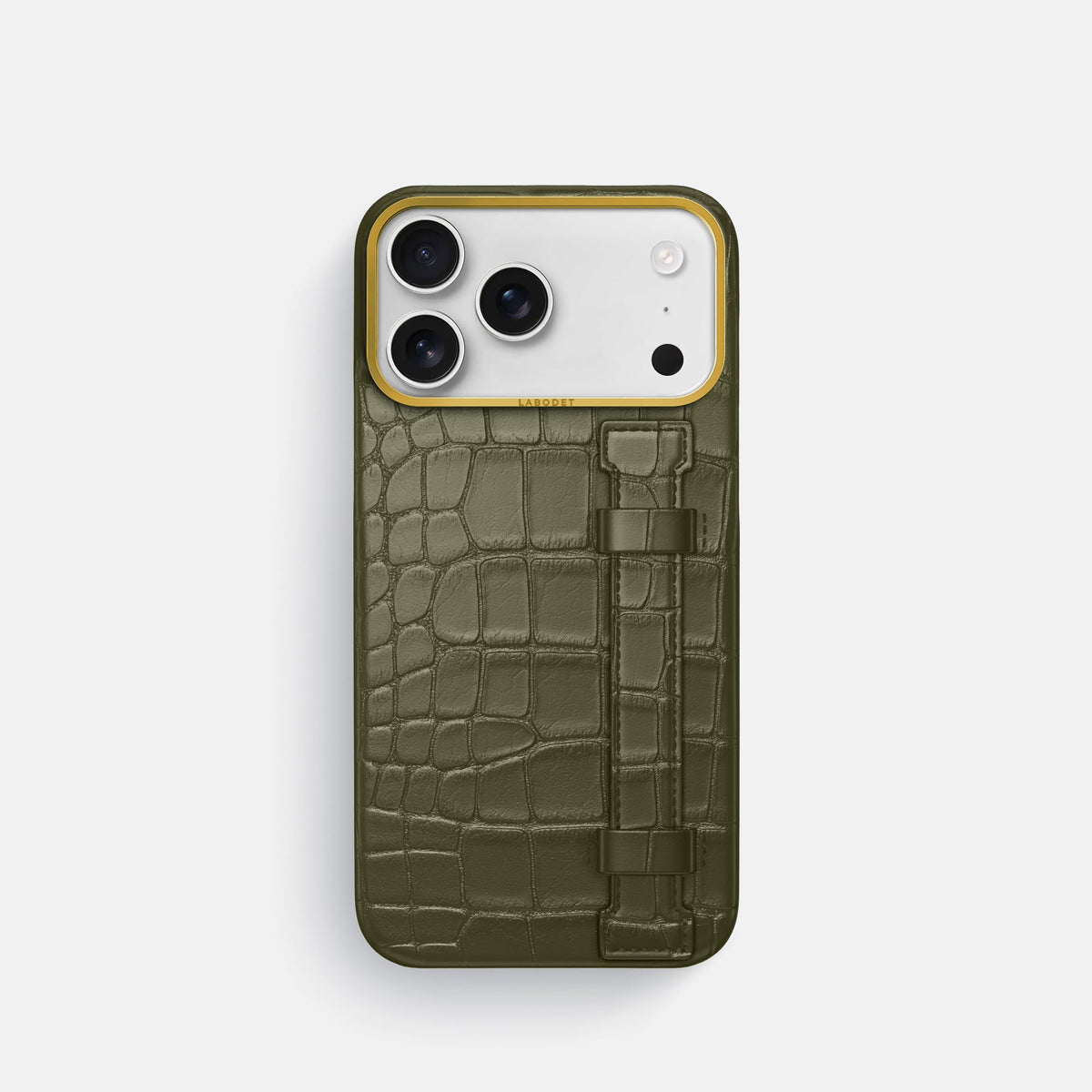 Handle Case For iPhone 18 Pro In Alligator -1 | Kaki-Green-Gold