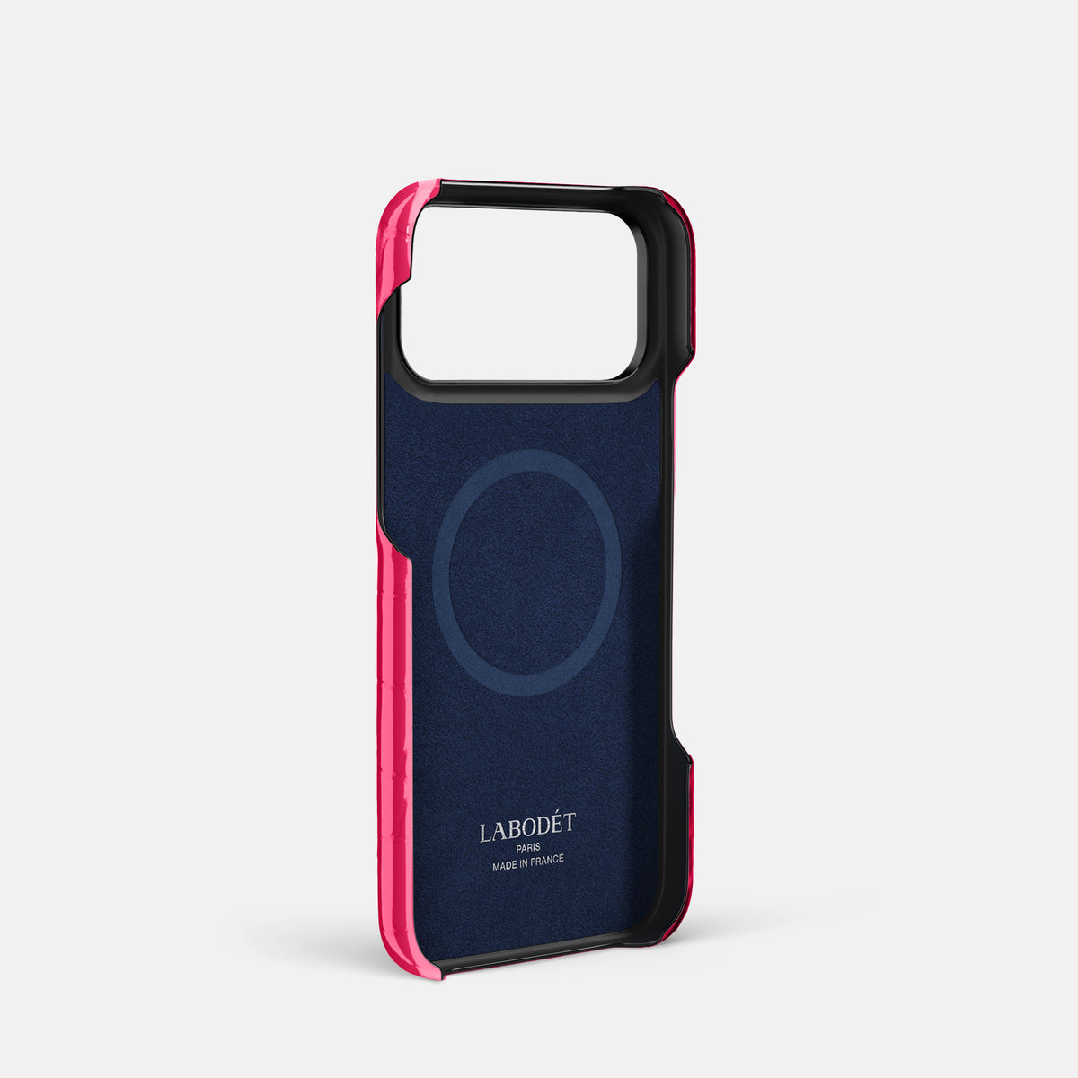 Center Handle For iPhone 17 Pro In Shiny Alligator -3 | Pink-Panther-Black
