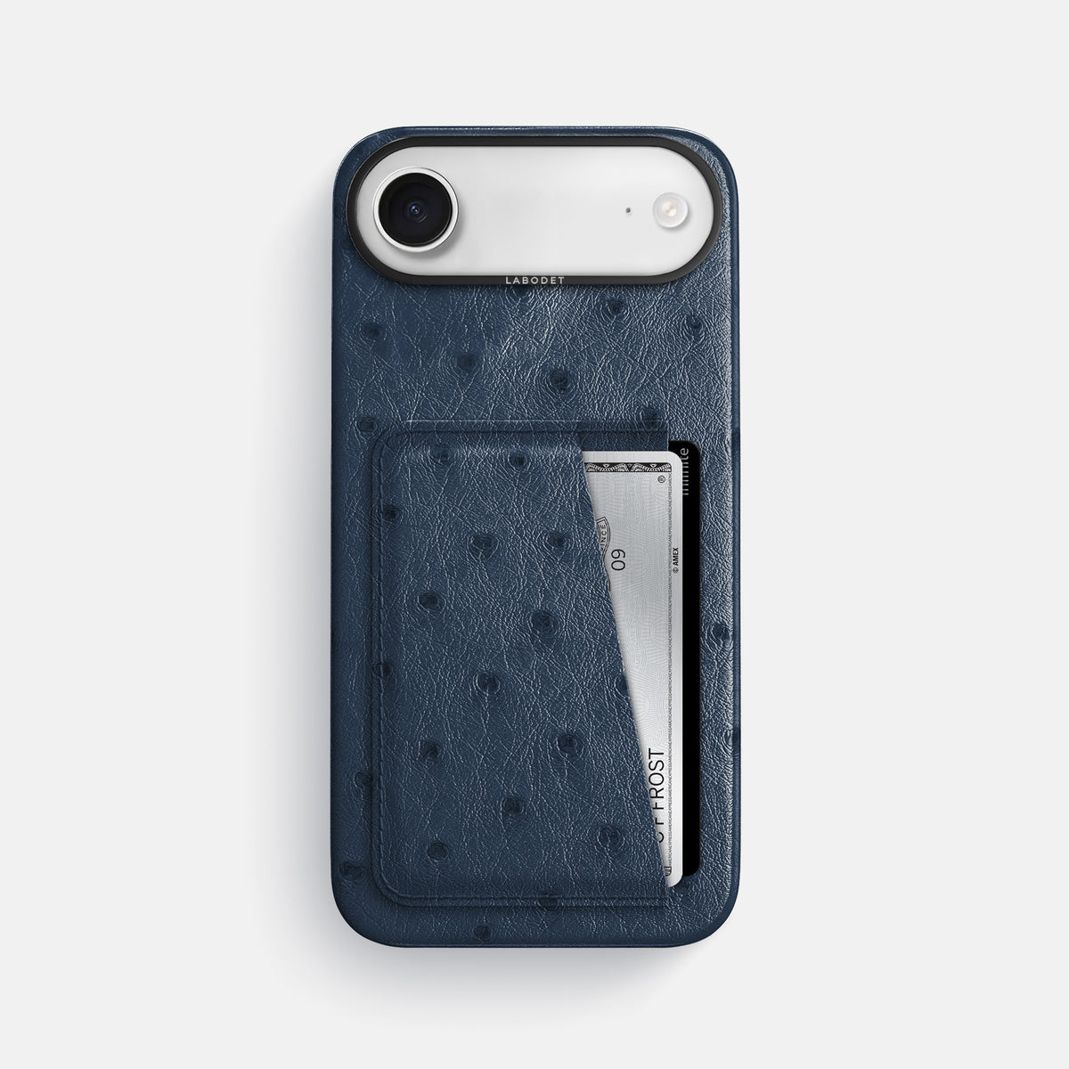 Double Card Case For iPhone 17 Air In Ostrich -1 | Navy-Blue-Black