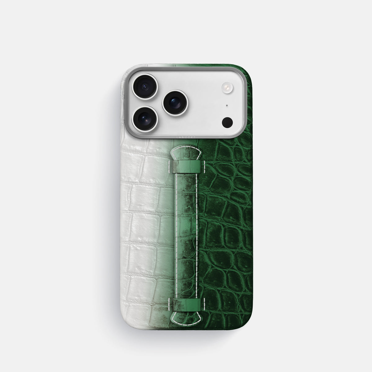 Center Handle For iPhone 17 Pro In Himalayan Crocodile -2 | Green-Steel