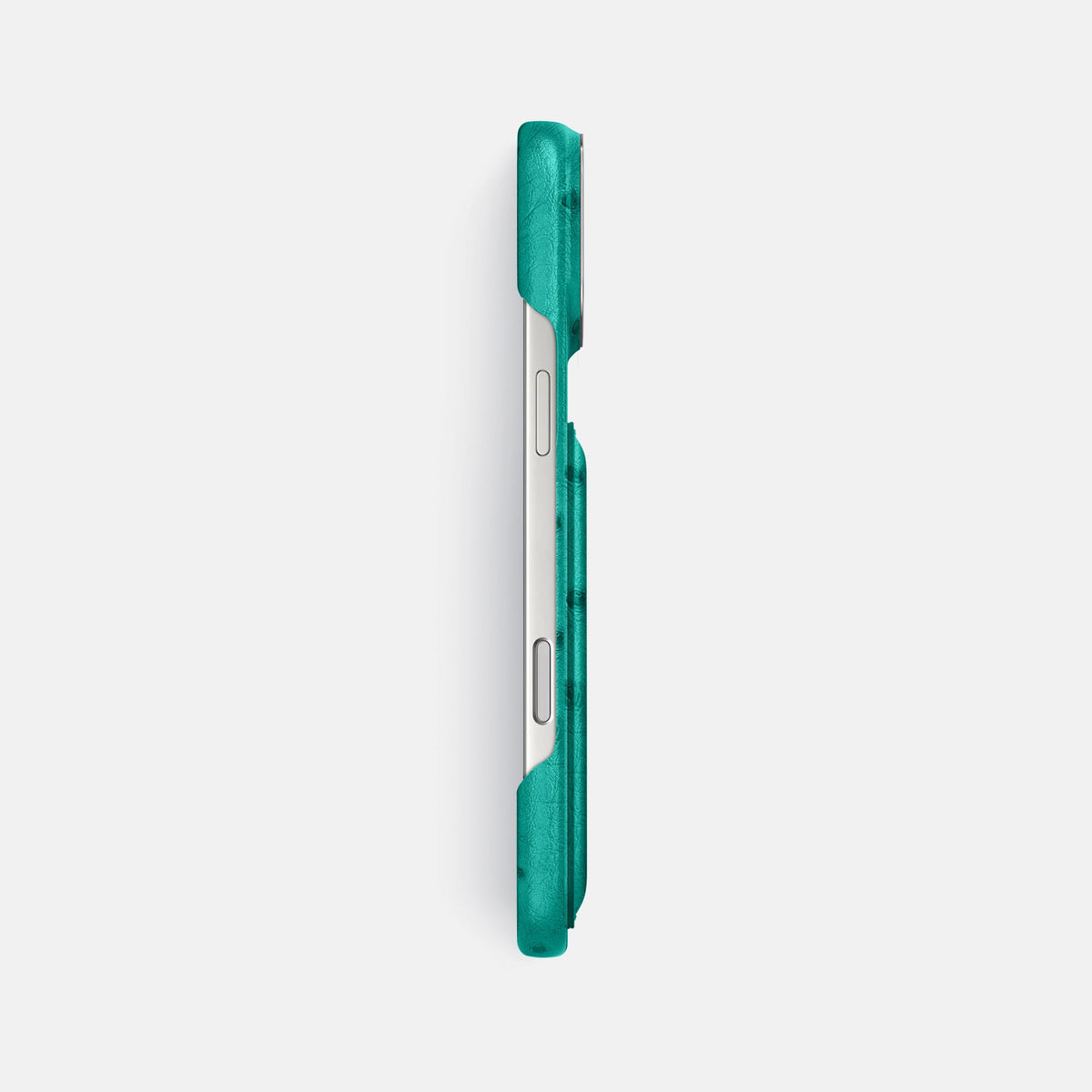 Double Card Case For iPhone 18 Pro Max In Ostrich -3 | Turquoise-Steel