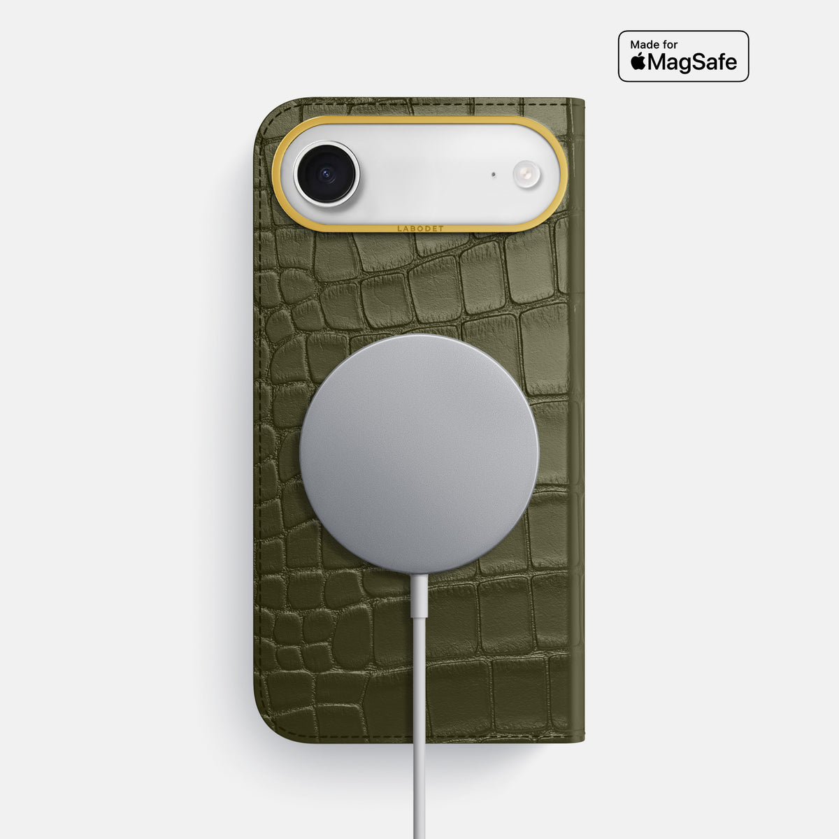 Folio Case For iPhone 17 Air In Alligator -3 | Kaki-Green-Gold