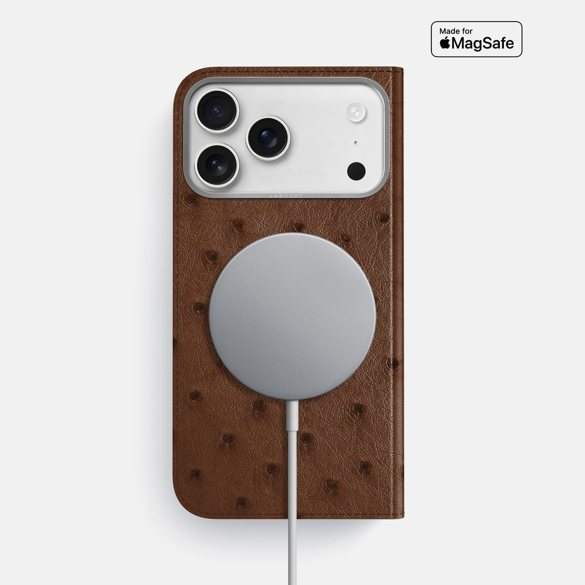 Folio Case For iPhone 17 Pro Max In Ostrich -3 | Chocolate-Steel