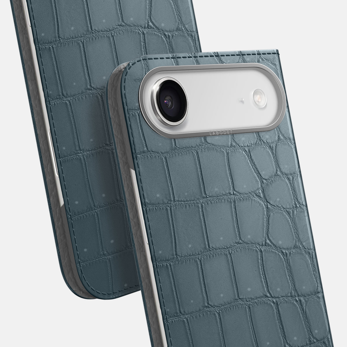 Folio Case For iPhone 17 Air In Porosus Crocodile -5 | Denim-Steel
