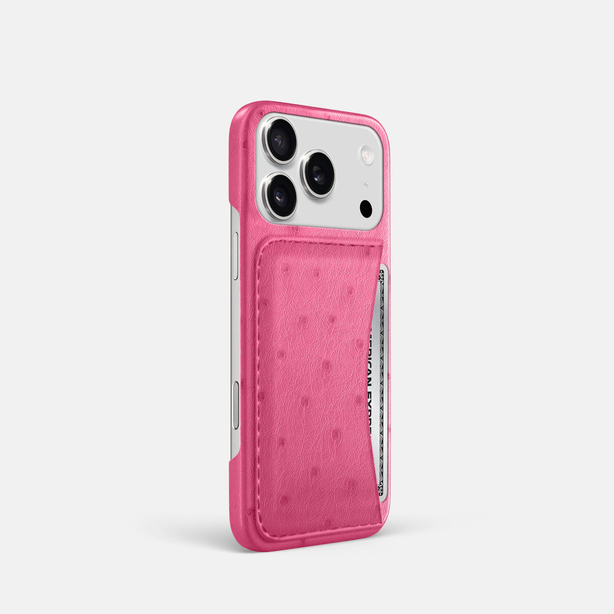 Slim Card Case For iPhone 17 Pro In Ostrich -2 | Pink