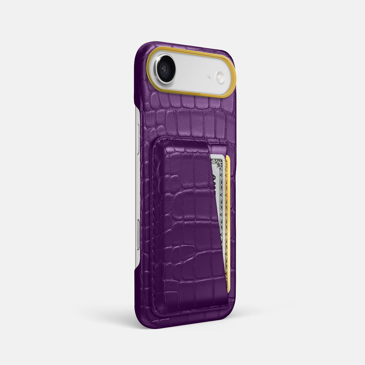 Double Card Case For iPhone 17 Air In Alligator -2 | Purple-Gold