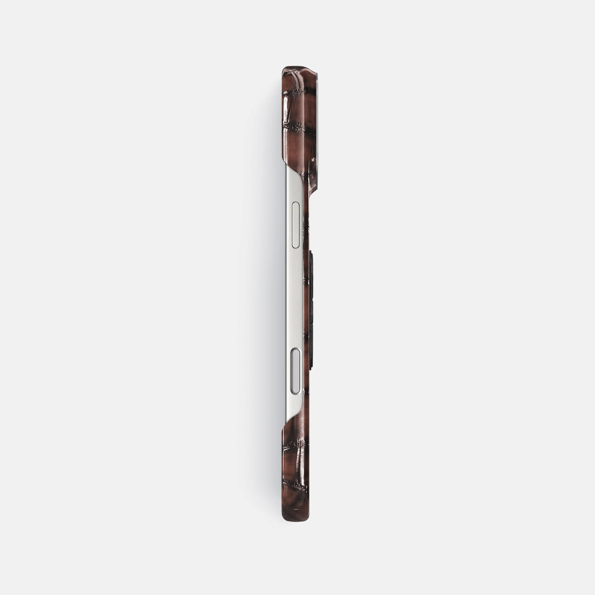 Classic Case With Carbon Skull For iPhone 18 Pro Max In Patina Alligator -3 | Havana-Brown-Steel