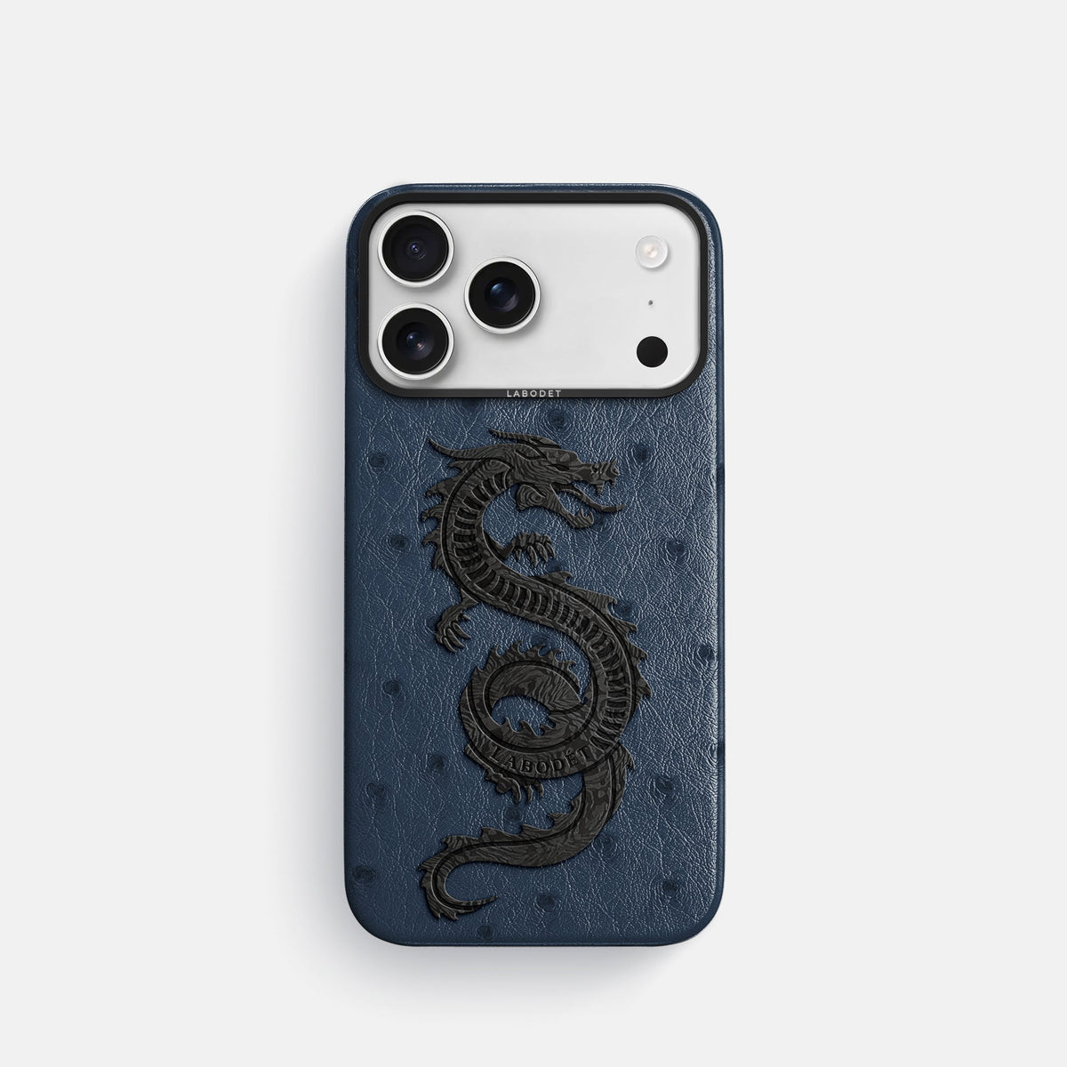 Classic Case With Carbon Dragon For iPhone 18 Pro In Ostrich -1 | Navy-Blue-Black
