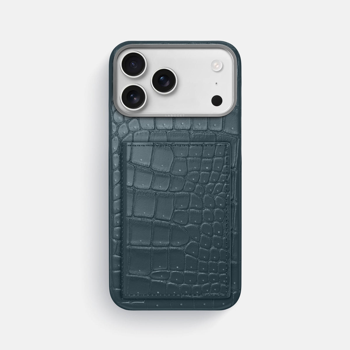 Bi-Fold Case For iPhone 18 Pro Max In Porosus Crocodile -1 | Denim-Steel
