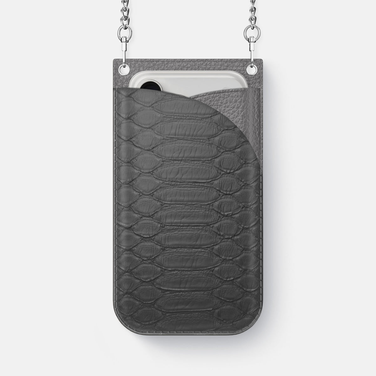 Crossbody Bag For iPhone 18 Pro Max In Python -1 | Grey-Steel