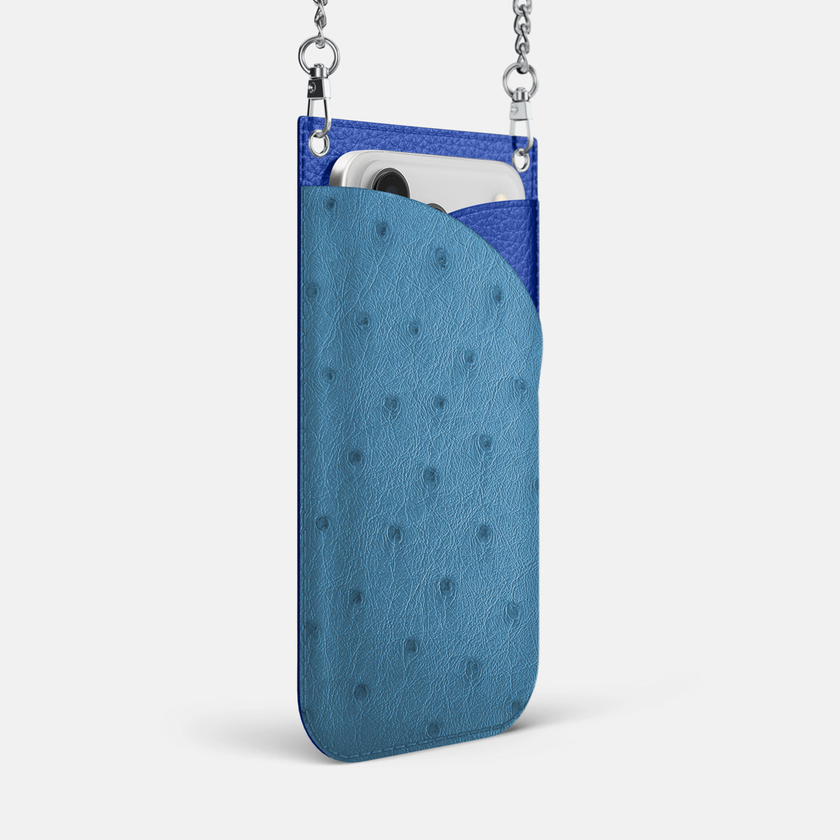 Crossbody Bag For iPhone 17 Pro Max In Ostrich -2 | Blue-Jeans-Steel