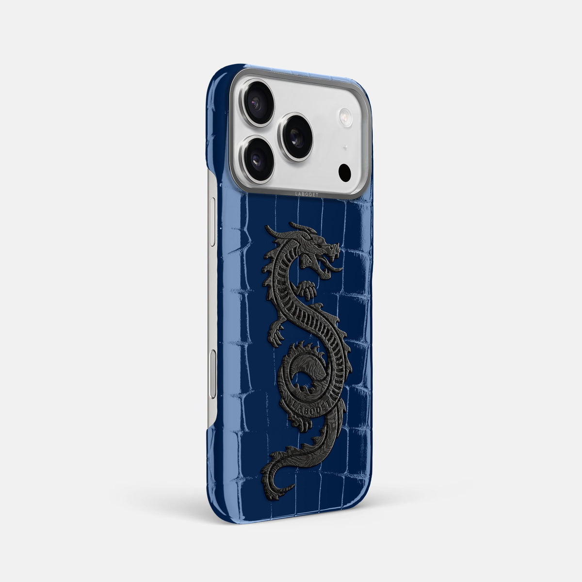 Classic Case With Carbon Dragon For iPhone 18 Pro Max In Shiny Alligator -2 | Mediterranean-Steel
