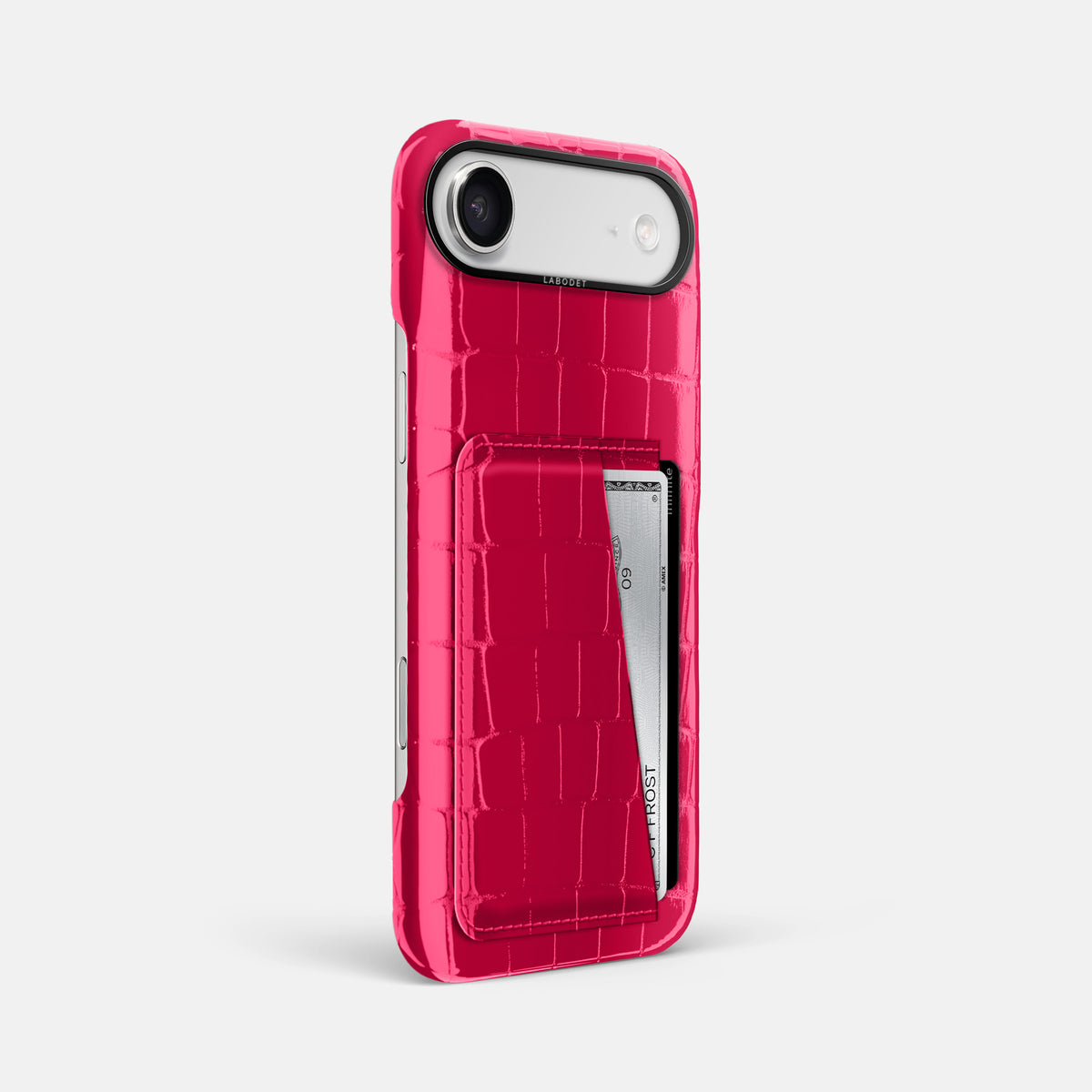 Double Card Case For iPhone 17 Air In Shiny Alligator -2 | Pink-Panther-Black