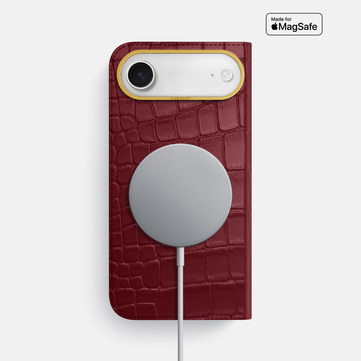 Folio Case For iPhone 17 Air In Alligator -3 | Burgundy-Gold