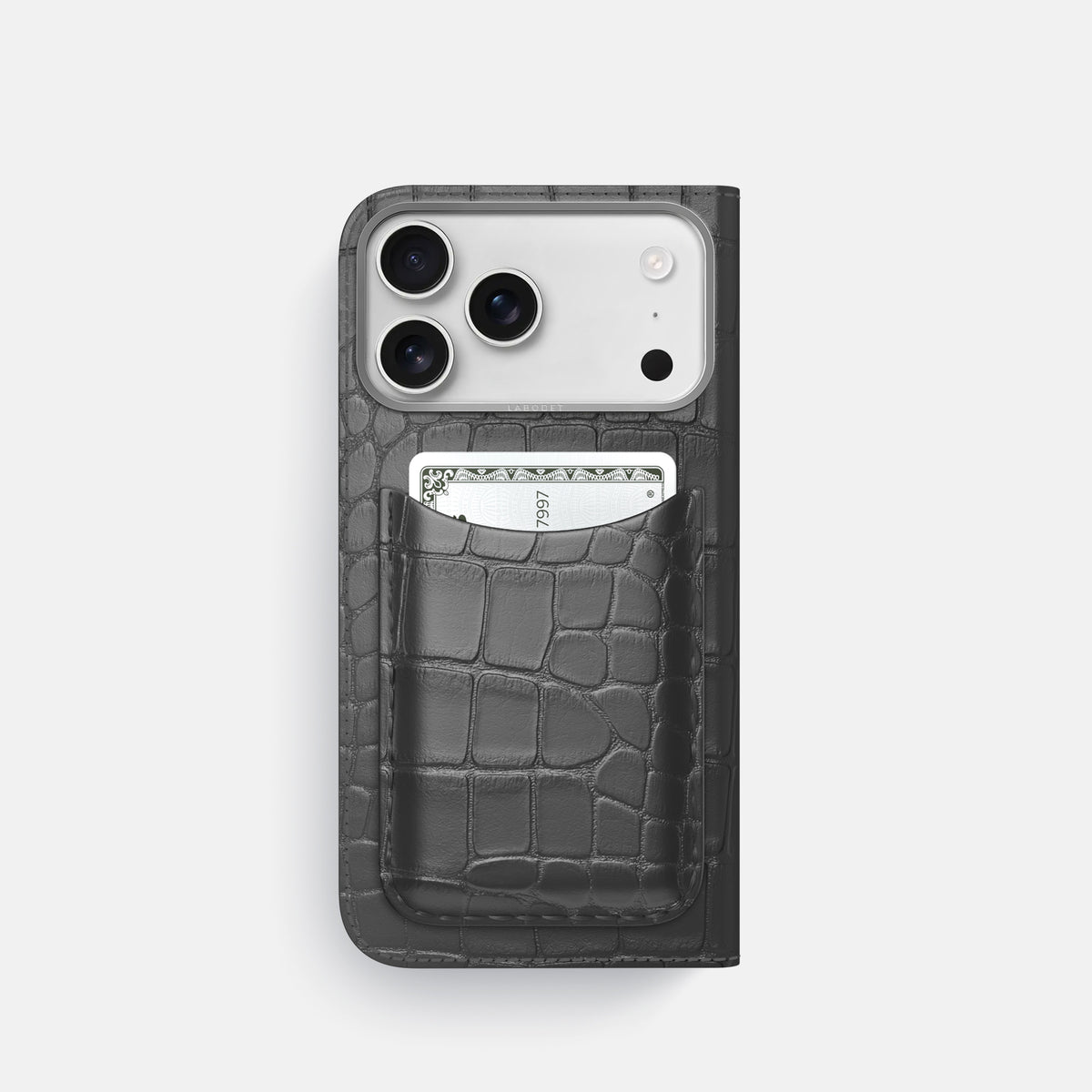Folio Case with Card For iPhone 17 Pro In Alligator -3 | Grey-Steel