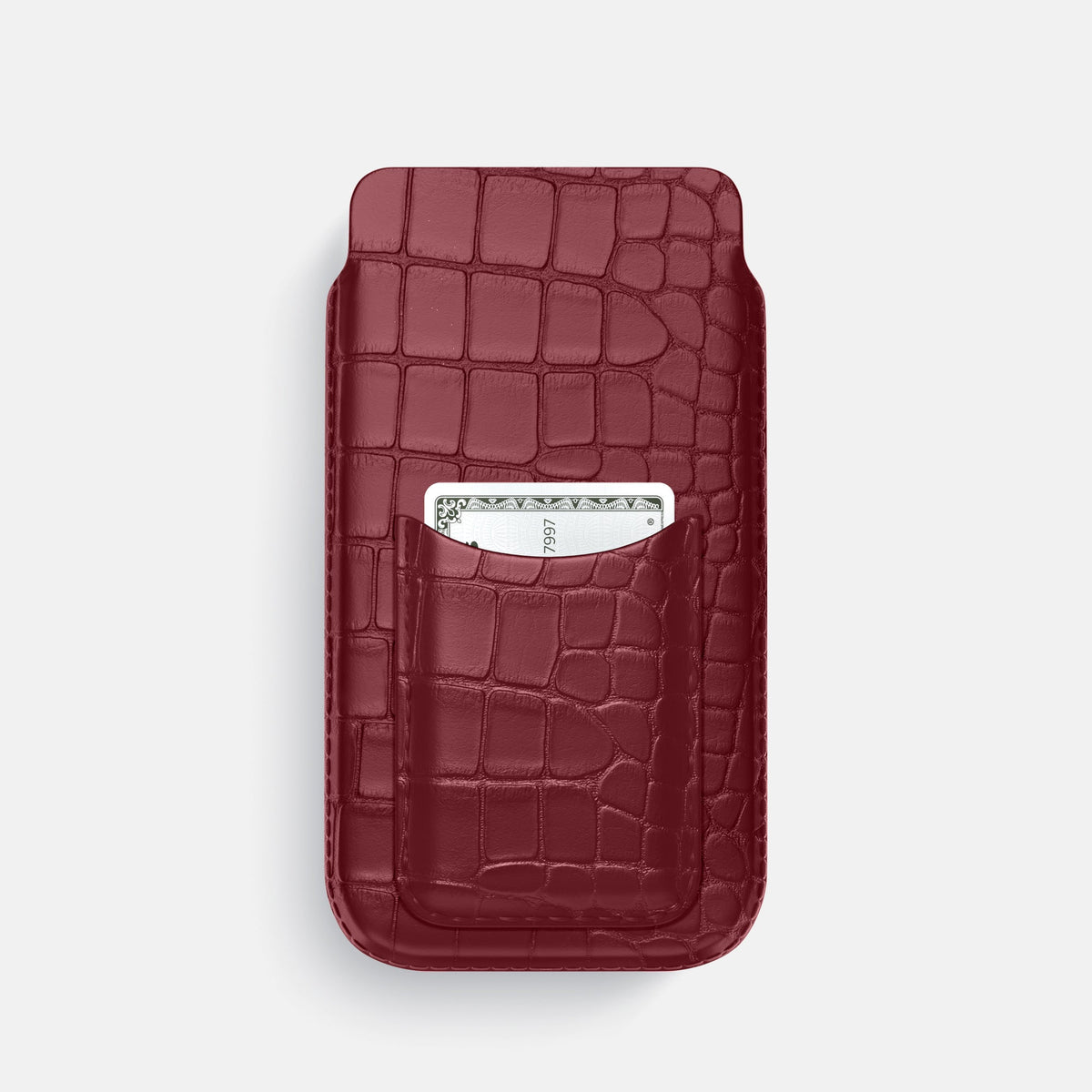 Pouch Card Case For iPhone 18 Pro In Alligator -1 | Burgundy