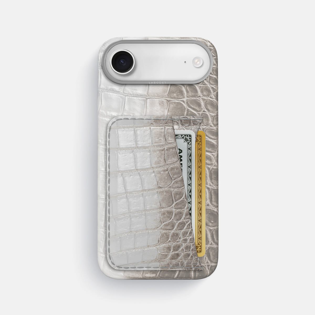 Double Card Case For iPhone 17 Air In Himalayan Crocodile -1 | Grey-Steel