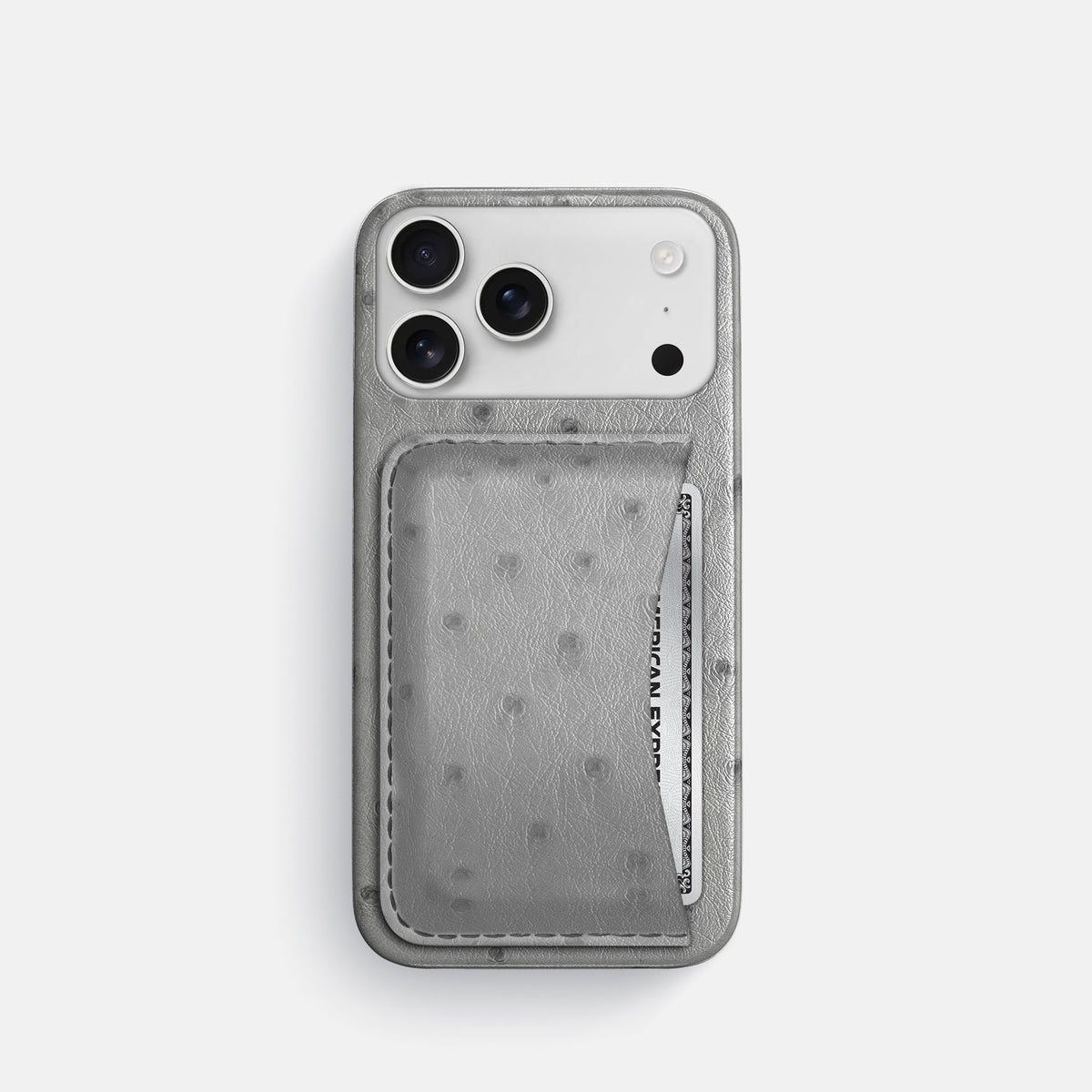 Slim Card Case For iPhone 18 Pro In Ostrich -1 | Silver