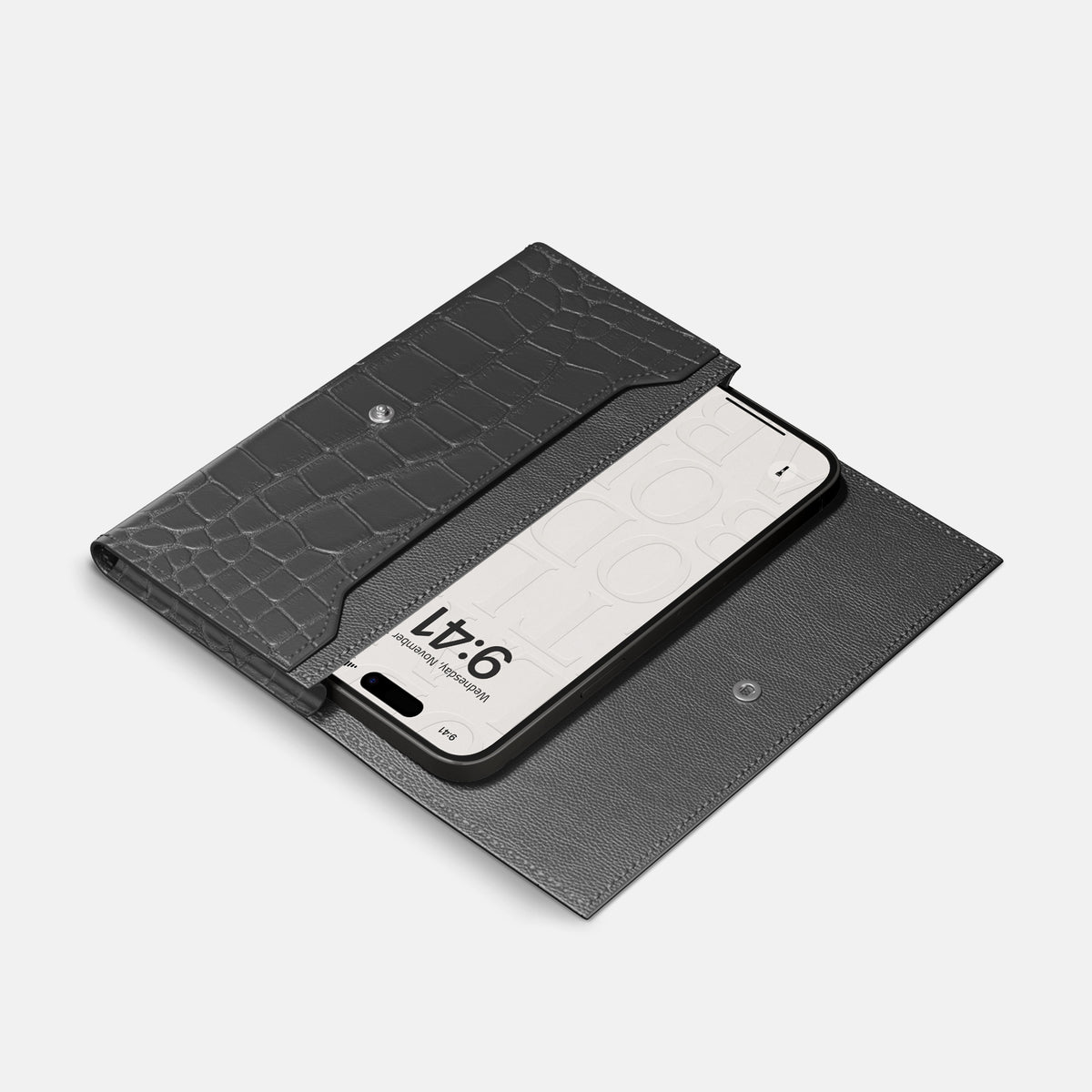 Wallet Case For iPhone 17 Air In Alligator -2 | Grey