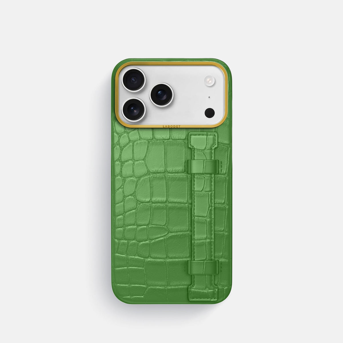 Handle Case For iPhone 18 Pro In Alligator -1 | Apple-Green-Gold