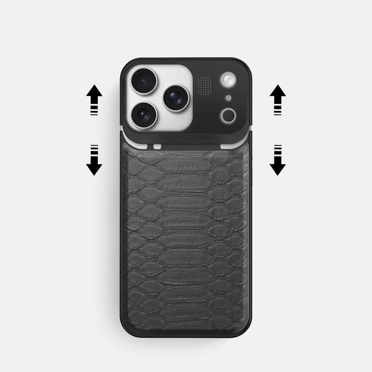 Metal Case For iPhone 17 Pro In Python -2 | Grey-Black