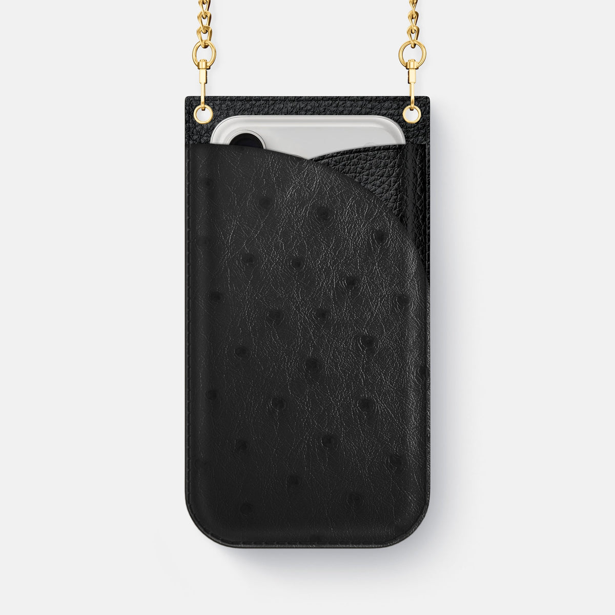 Crossbody Bag For iPhone 18 Pro Max In Ostrich -1 | Black-Gold