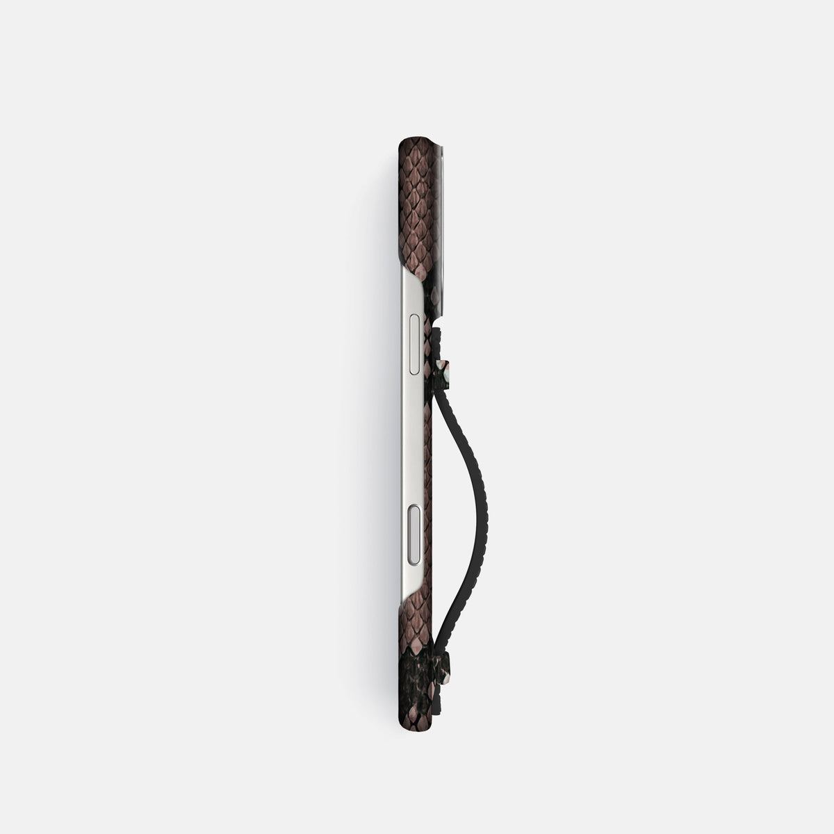 Center Handle For iPhone 18 Pro In Deluxe Python -2 | Mahogany-Brown-Steel