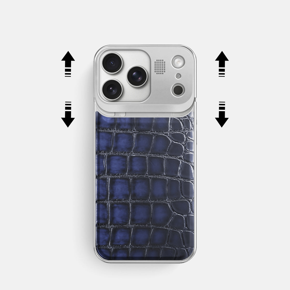 Metal Case For iPhone 17 Pro In Patina Alligator -2 | Havana-Blue-Steel