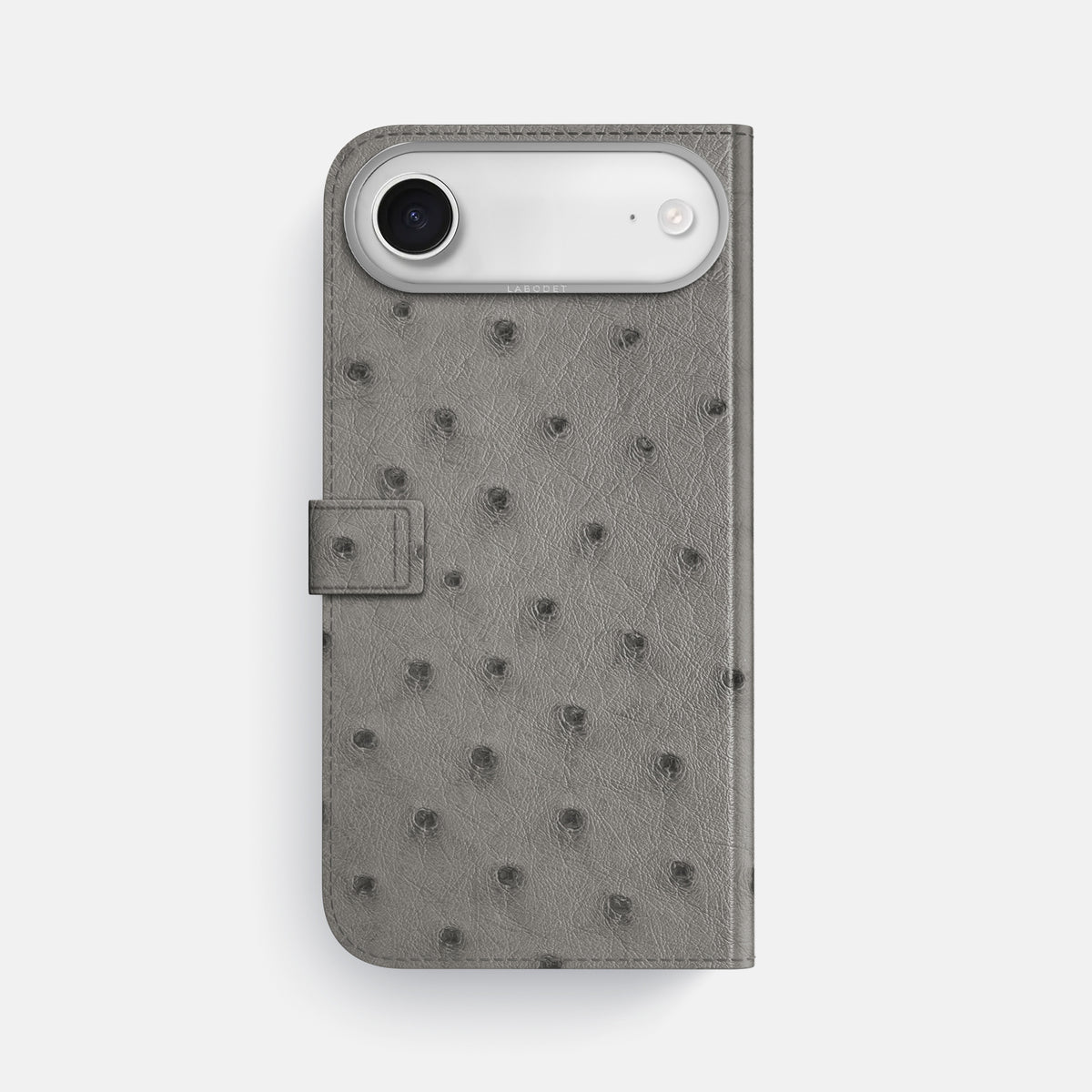 Folio Case with Clasp For iPhone 17 Air In Ostrich -3 | Grey-Steel