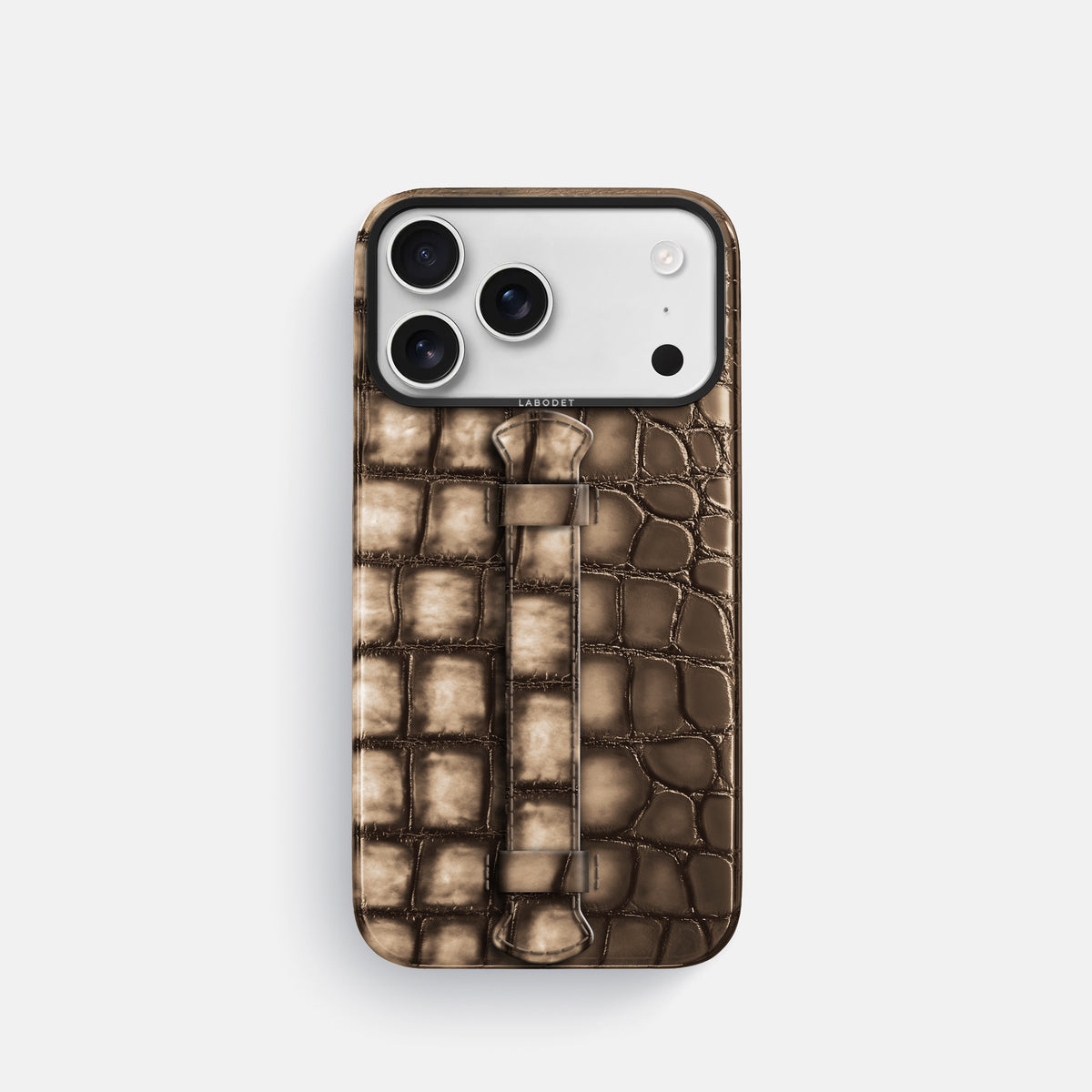 Center Handle For iPhone 17 Pro In Patina Alligator -1 | Etoupe-Black
