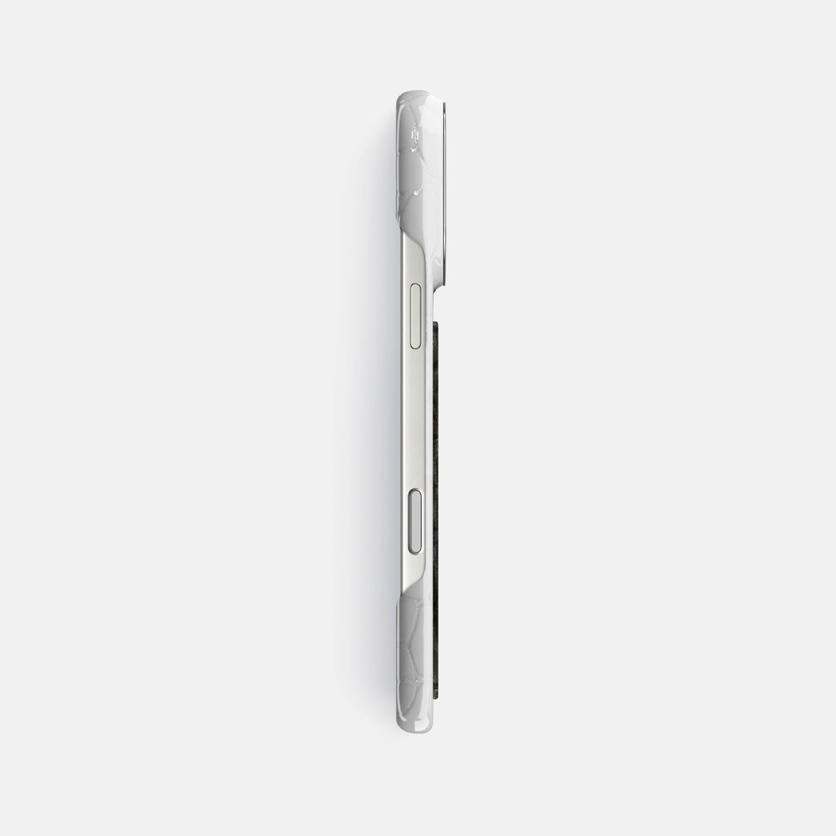 Classic Case With Carbon Dragon For iPhone 18 Pro Max In Shiny Alligator -3 | White-Steel