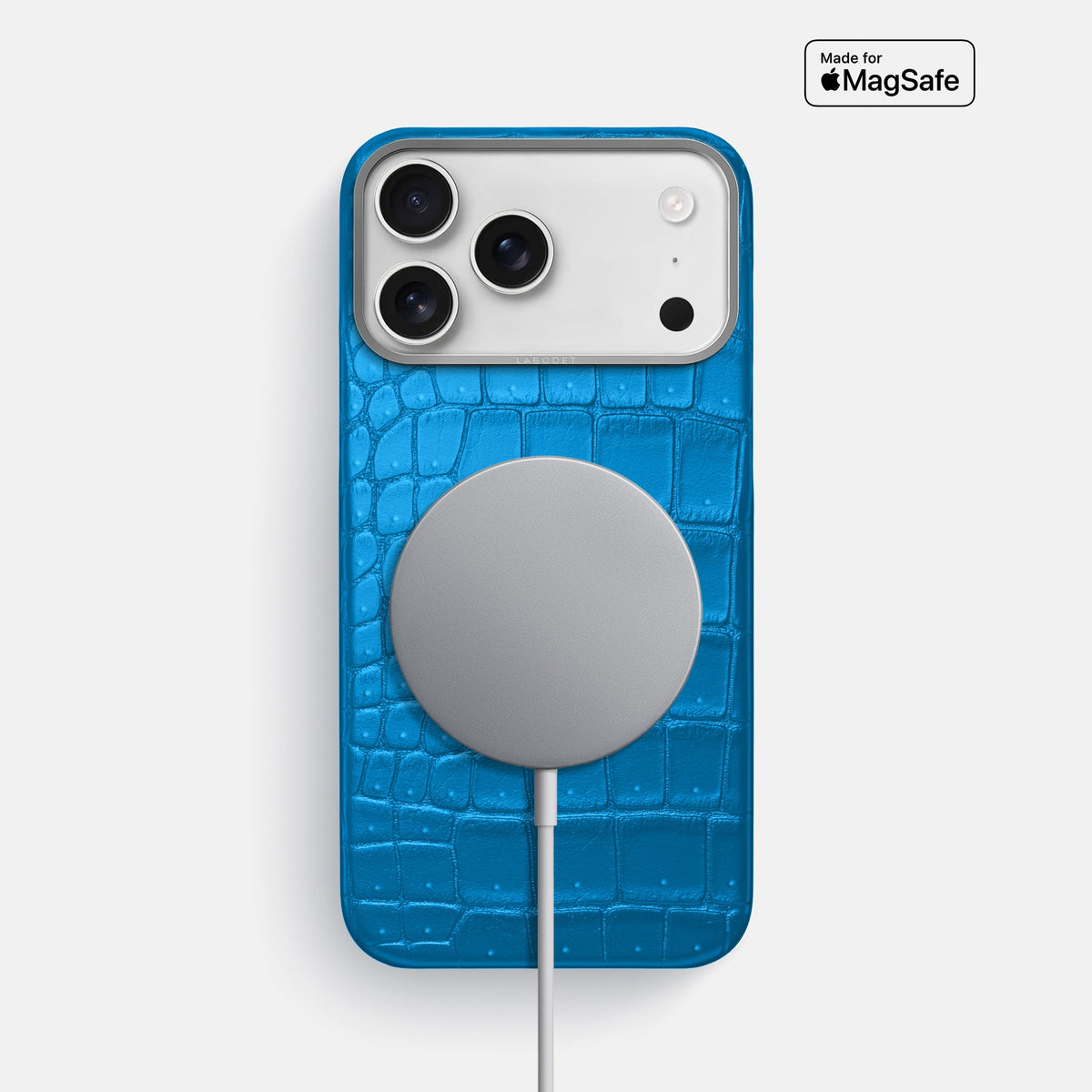 Classic Case For iPhone 18 Pro Max In Porosus Crocodile -5 | Blue-Lagoon-Steel