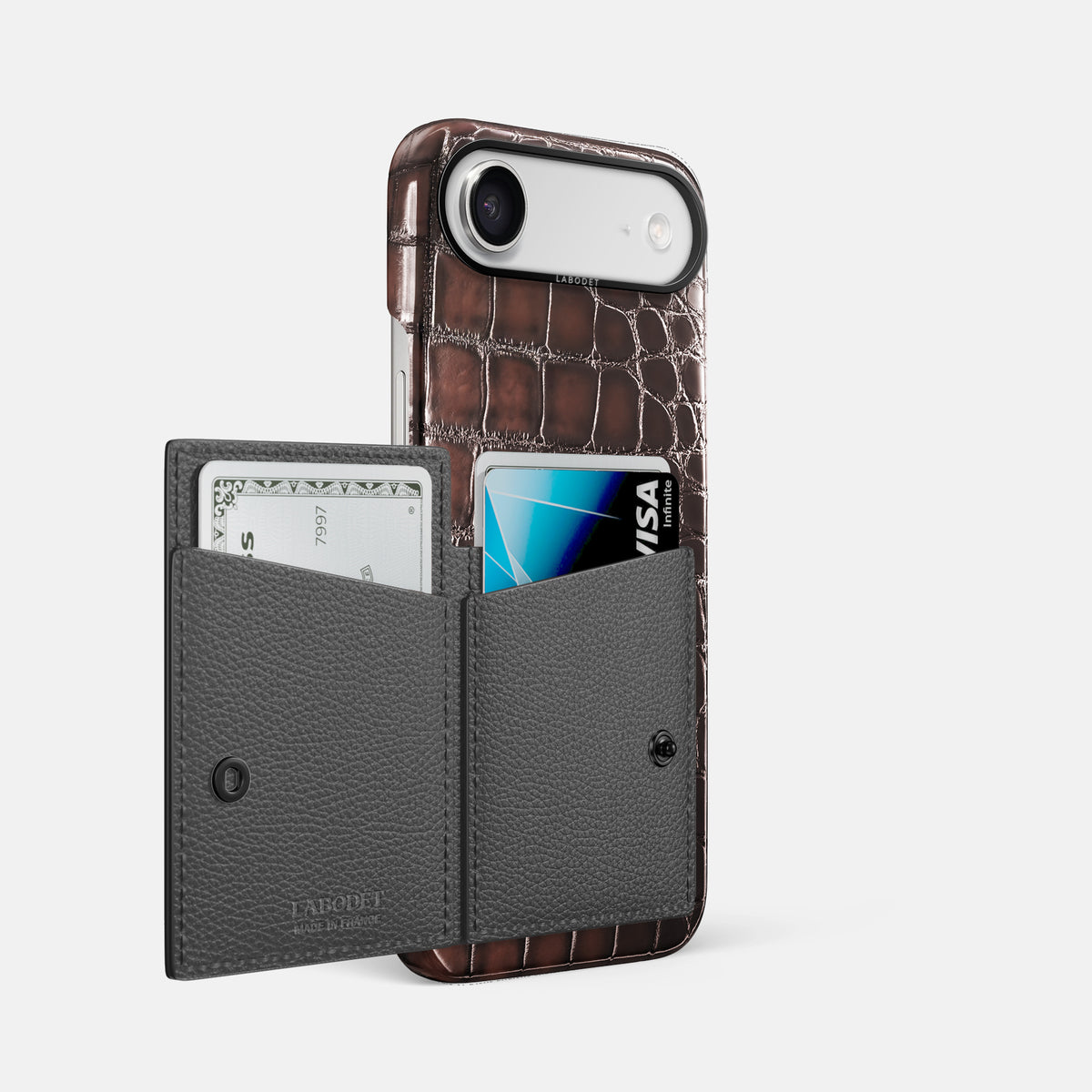 Bi-Fold Case For iPhone 17 Air In Patina Alligator -2 | Havana-Brown-Black