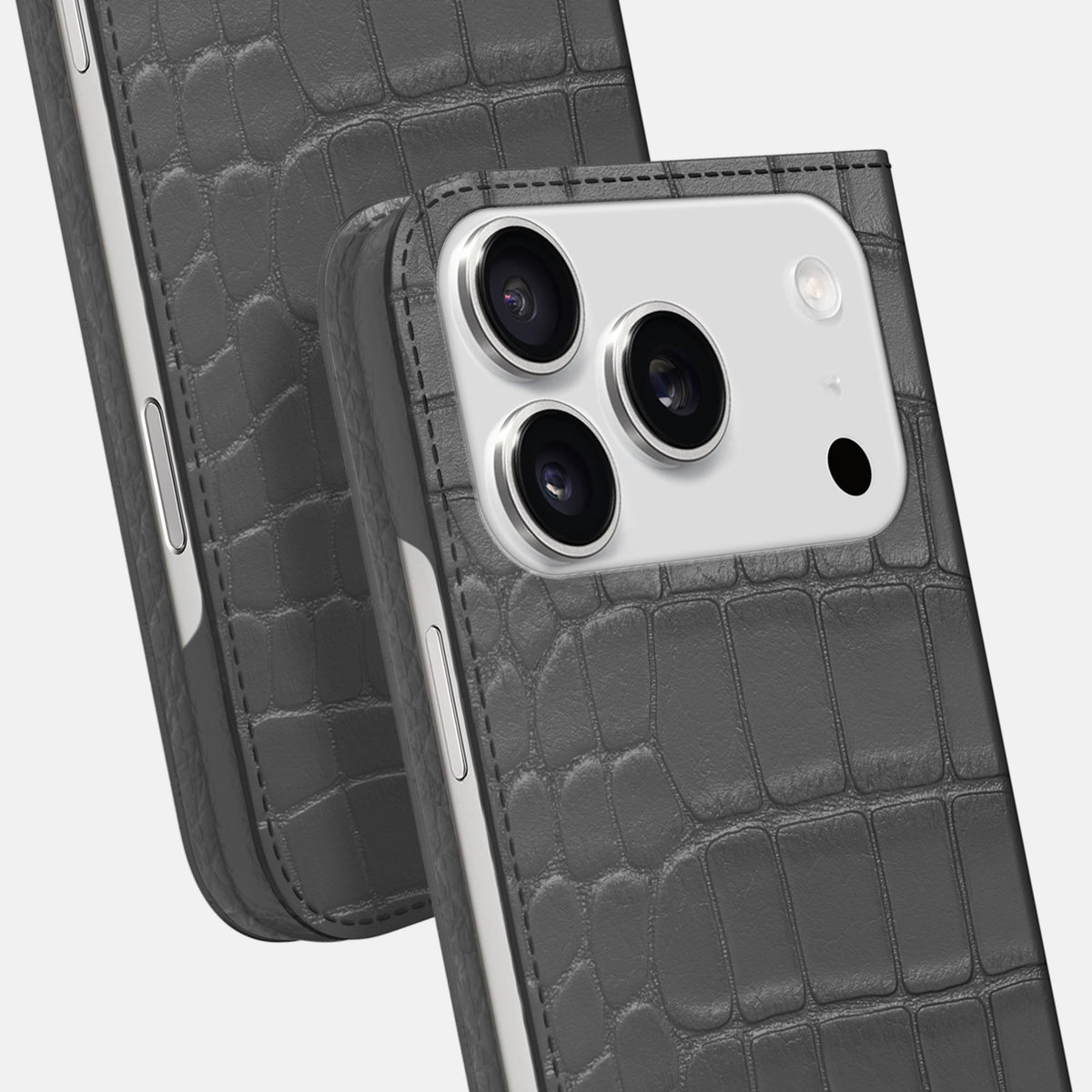 Folio Slim Case For iPhone 18 Pro In Alligator -5 | Grey