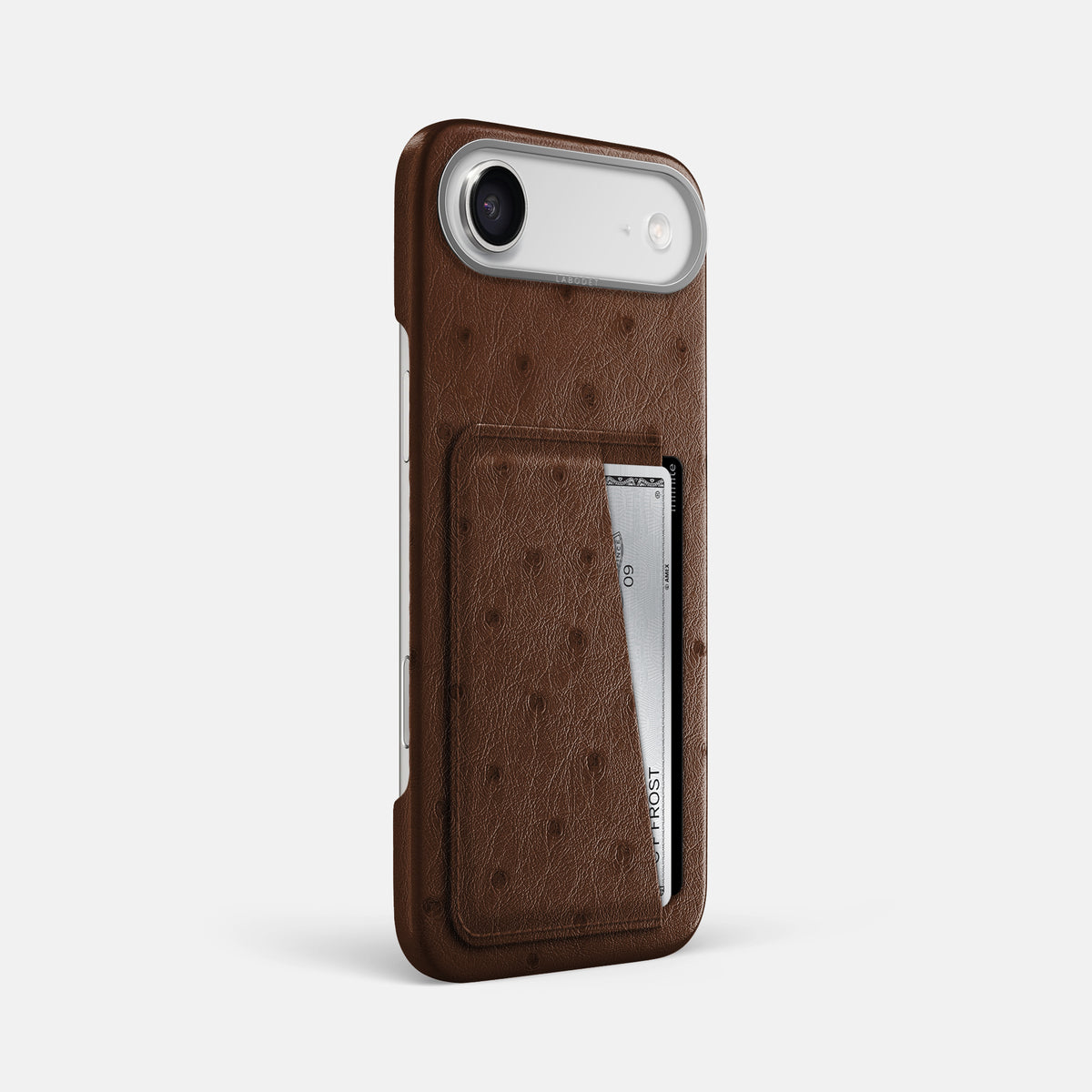 Double Card Case For iPhone 17 Air In Ostrich -2 | Chocolate-Steel