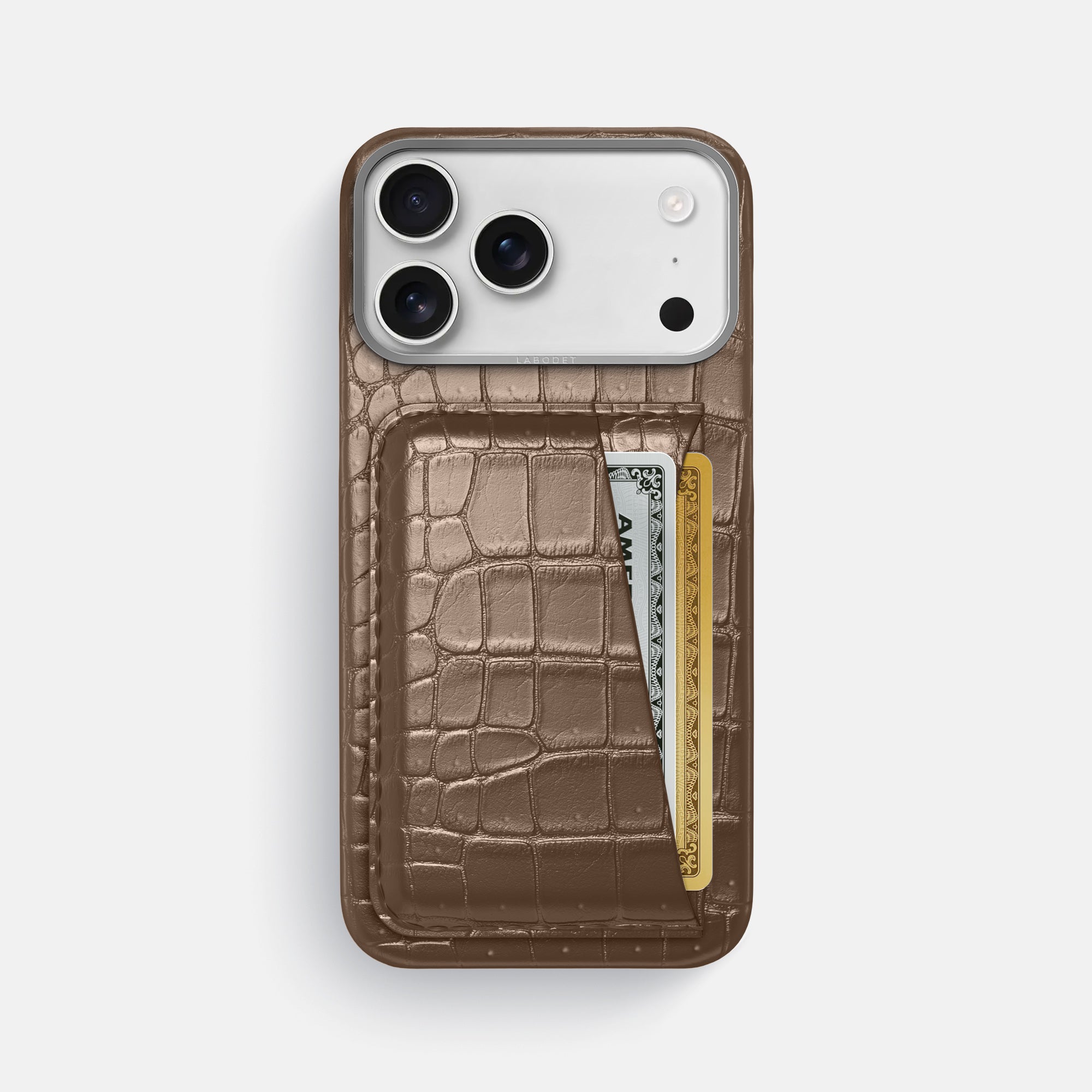 Double Card Case For iPhone 17 Pro Max In Porosus Crocodile · Labodet