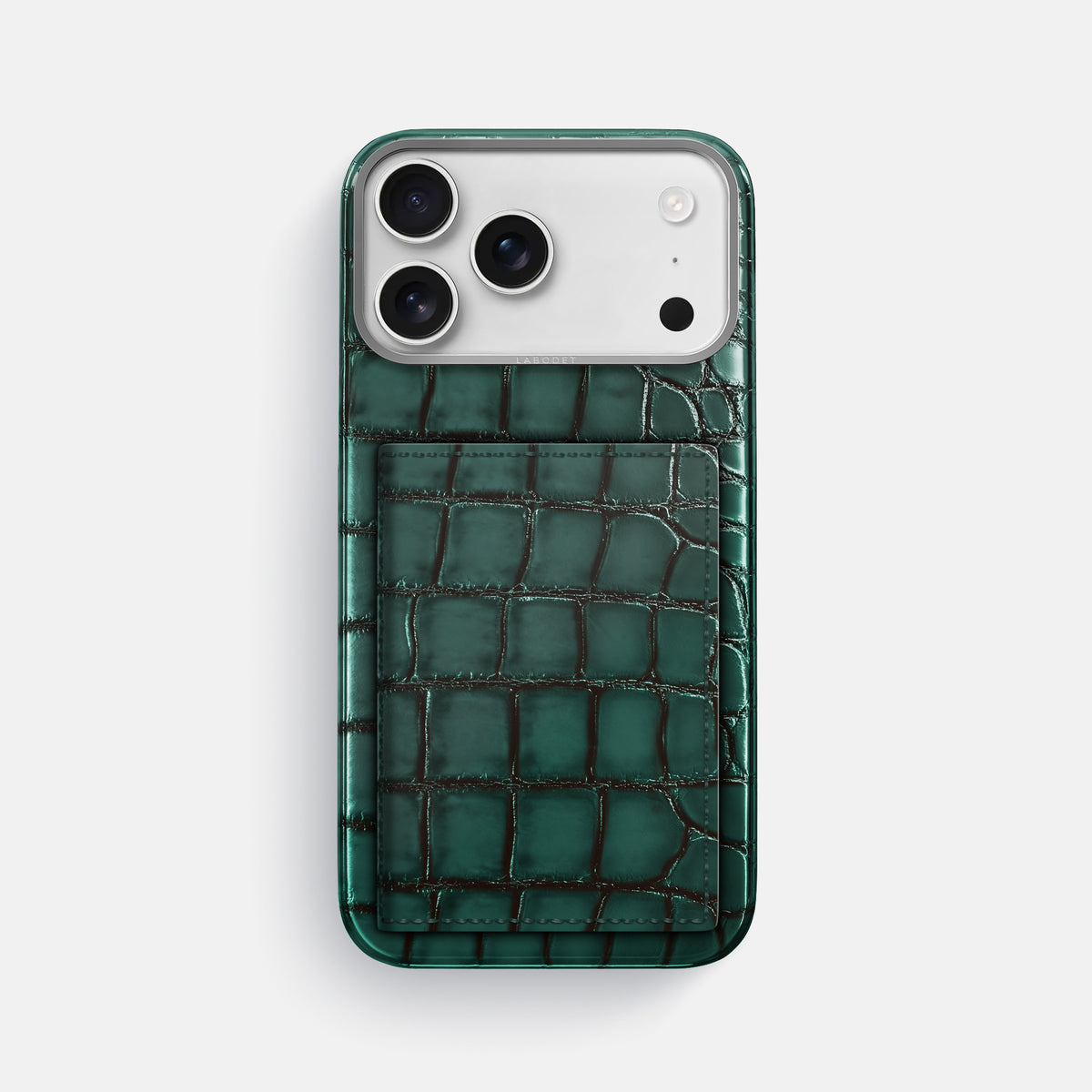 Bi-Fold Case For iPhone 17 Pro Max In Patina Alligator -1 | Green-Steel
