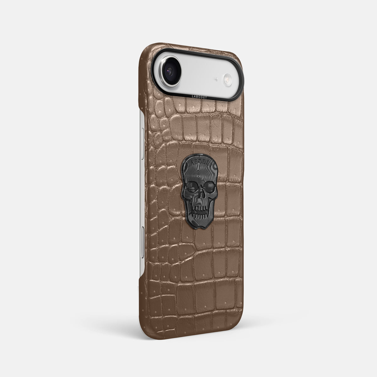 Classic Case With Carbon Skull For iPhone 17 Air In Porosus Crocodile -2 | Fur-Brown-Black