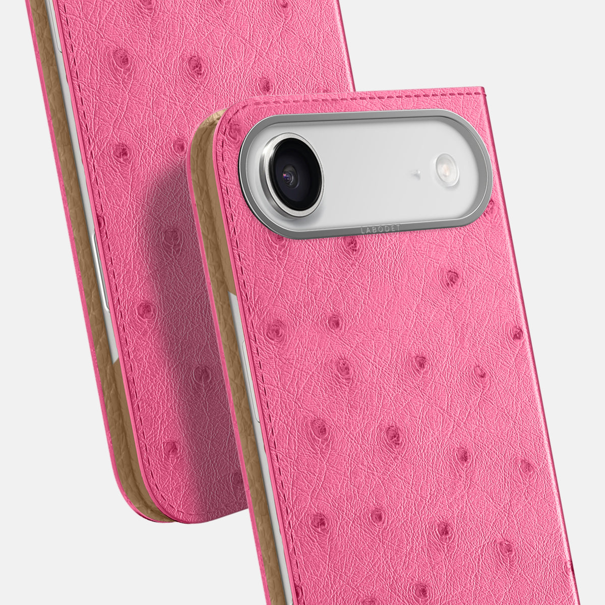 Folio Case For iPhone 17 Air In Ostrich -5 | Pink-Steel