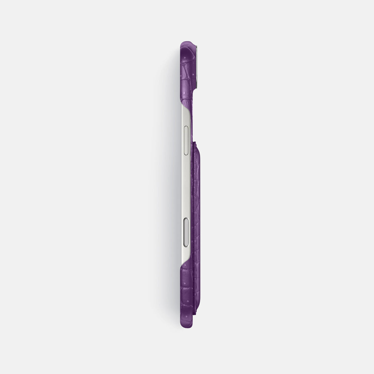 Double Card Case For iPhone 17 Air In Porosus Crocodile -3 | Purple-Steel