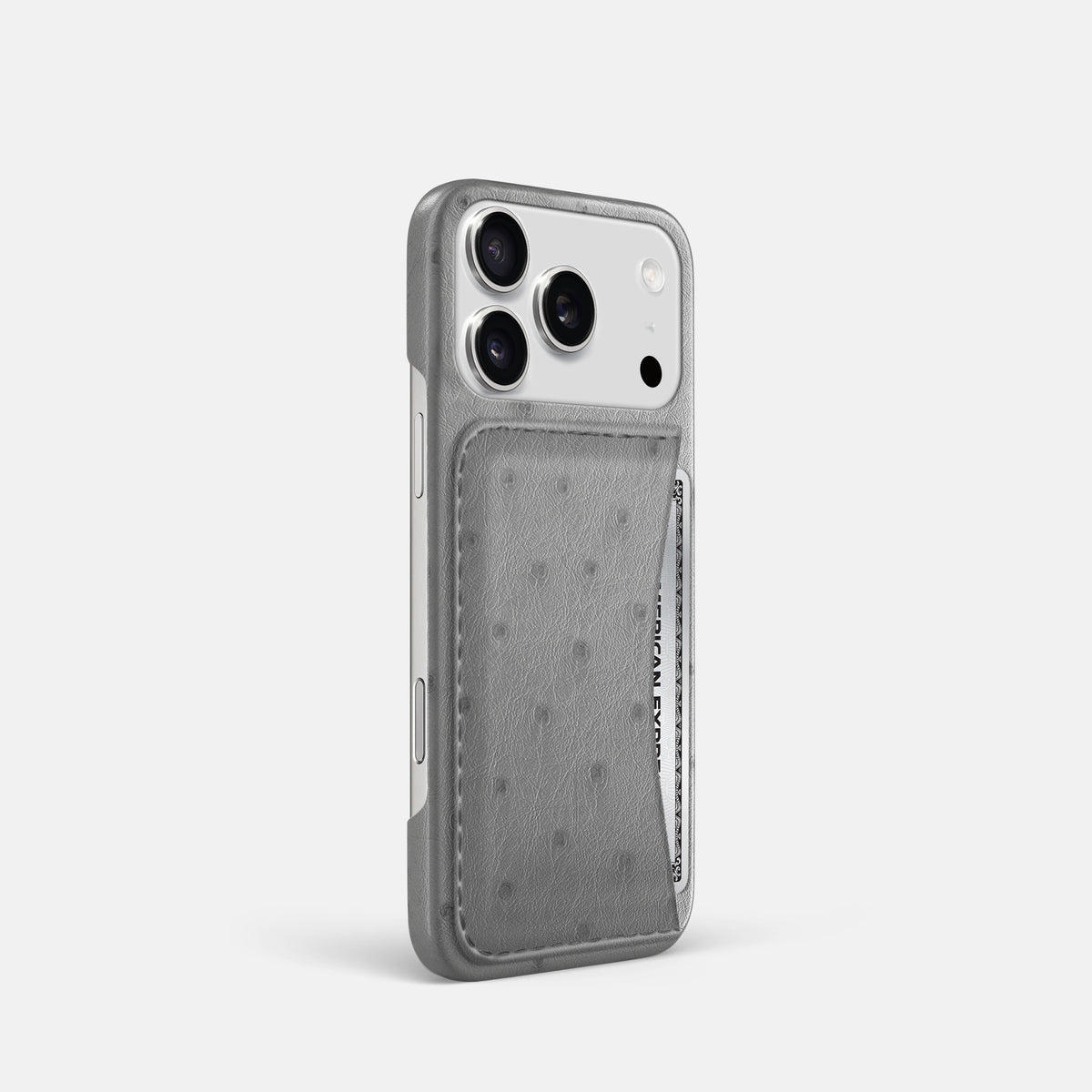 Slim Card Case For iPhone 17 Pro In Ostrich -2 | Silver