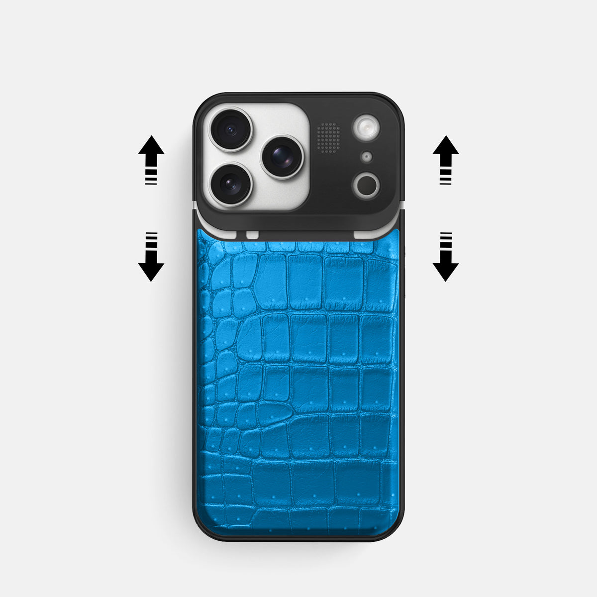 Metal Case For iPhone 17 Pro In Porosus Crocodile -2 | Blue-Lagoon-Black