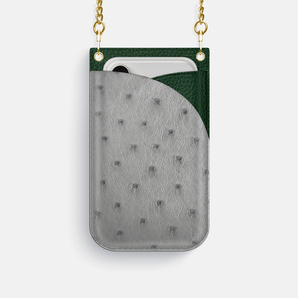 Crossbody Bag For iPhone 17 Pro In Ostrich -1 | Silver-Gold